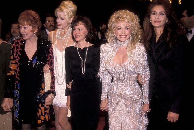 Actress Shirley MacLaine, actress Daryl Hannah, actress Sally Field, singer Dolly Parton and actress Julia Roberts attend the "Steel Magnolias" New York City Premiere on November 5, 1989 at the Ziegfeld Theater in New York City.