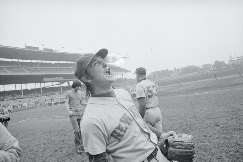 "10/1/1973-Chicago, IL-ORIGINAL CAPTION READS: Met's relief pitcher Tug McGraw leans back and yells, "You gotta believe" just after the Mets won game over the Cubs, 6-4 and captured the National League East title. The second game was cancelled because of rain."