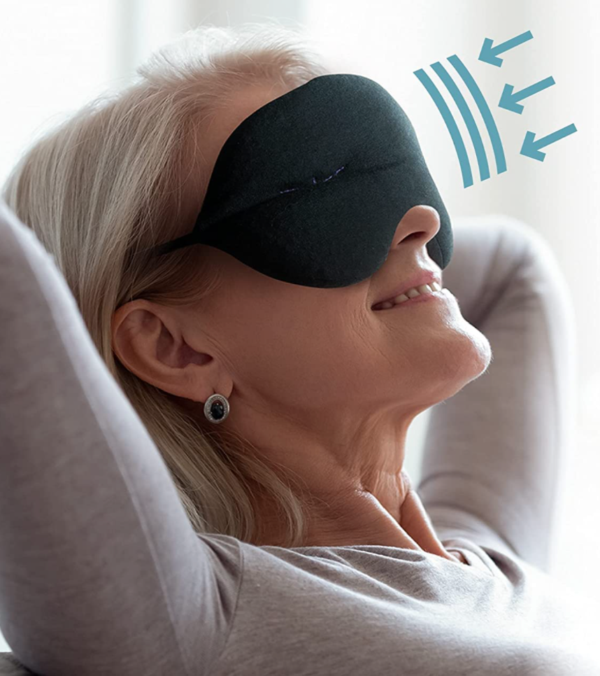 IMAK Compression Pain Relief Mask and Eye Pillow, Cold Therapy Headache, Migraine, Sinus Pain, Patented, Universal Size, Great for Travel & Sleep, Blocks Out Light