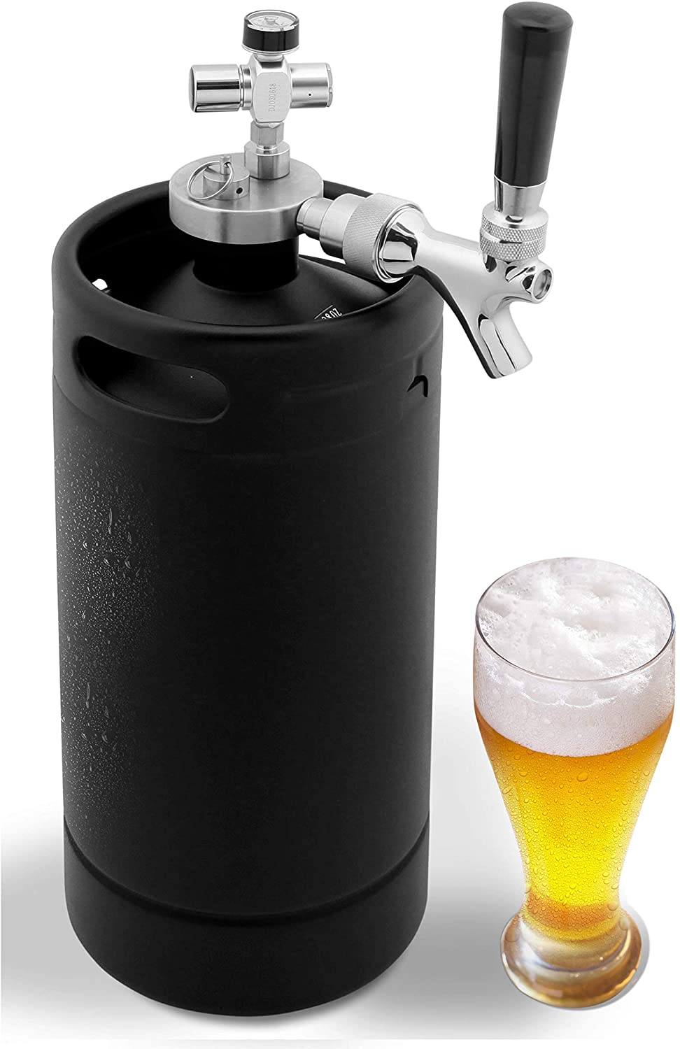 NutriChef PKBRTP110 Mini Keg Detachable Aluminum Regulator & Spout Easy Storage Under Pressure-Homebrew Growler Beer Dispenser