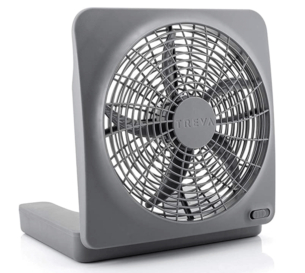 O2COOL Treva NEW 10" Battery Operated Fan with Adapter, Graphite