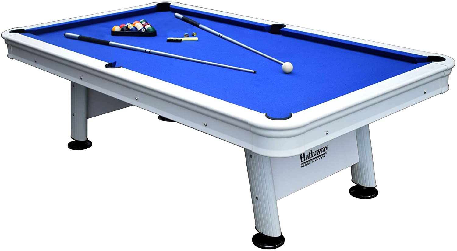 Hathaway Alpine 8-ft Outdoor Pool Table with Aluminum Frame and Waterproof, UV-Resistant Felt - Includes Accessories, White