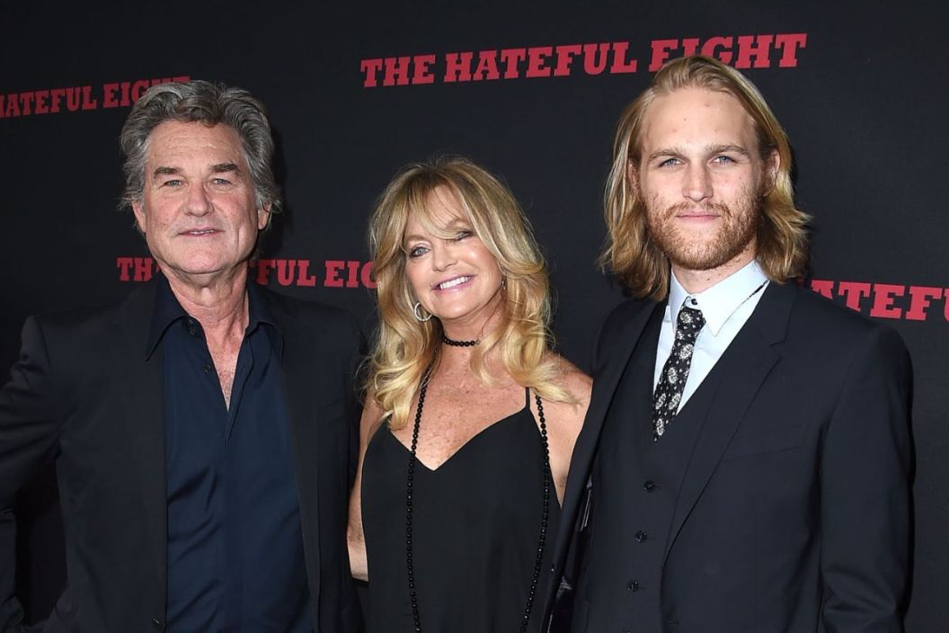 Kurt Russell, Goldie Hawn, Wyatt Russell arrives at the Premiere Of The Weinstein Company's "The Hateful Eight" at ArcLight Cinemas Cinerama Dome on December 7, 2015 in Hollywood, California.