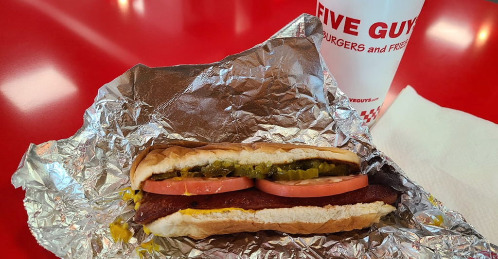Five Guys Chicago style hot dog