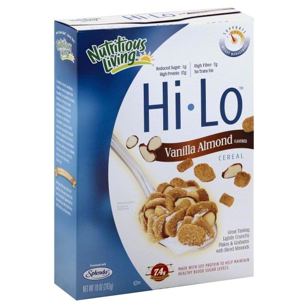 Nutritious Living Hi-Lo Cereal box