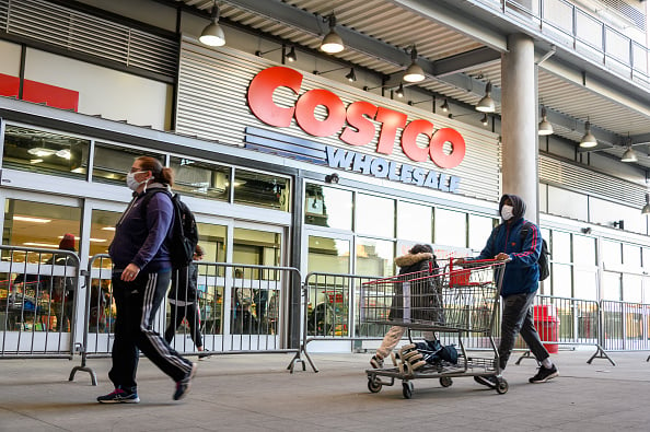 People shop for groceries Costco