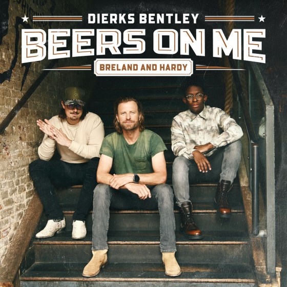 Single artwork for Dierks Bentley, Hardy and Breland's "Beers on Me."