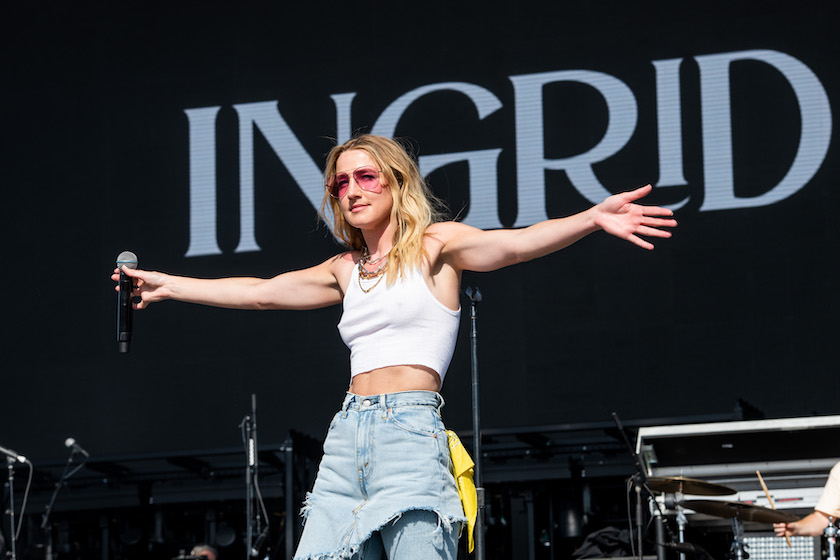 INDIO, CALIFORNIA - APRIL 29: Ingrid Andress performs on the Mane Stage during the 2022 Stagecoach Festival on April 29, 2022 in Indio, California. 