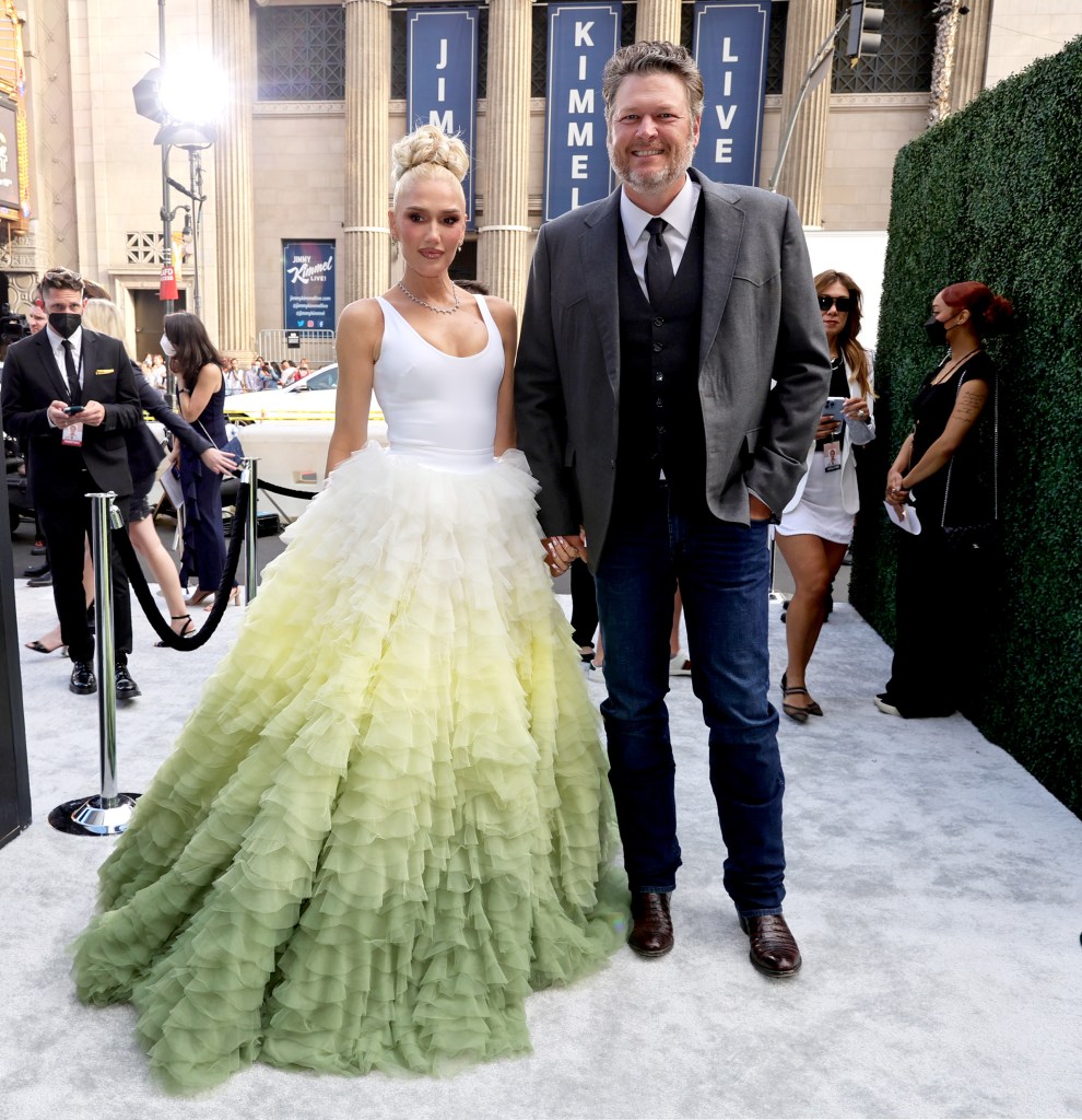 (L-R) Gwen Stefani and Blake Shelton attend the 48th Annual AFI Life Achievement Award Honoring Julie Andrews at Dolby Theatre on June 09, 2022 in Hollywood, California.