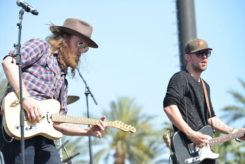 INDIO, CA - APRIL 24: (L-R) Singers John Osborne and TJ Osborne of the Brothers Osborne perform onstage during day 1 of the Stagecoach Country Music Festival at The Empire Polo Club on April 24, 2015 in Indio, California.