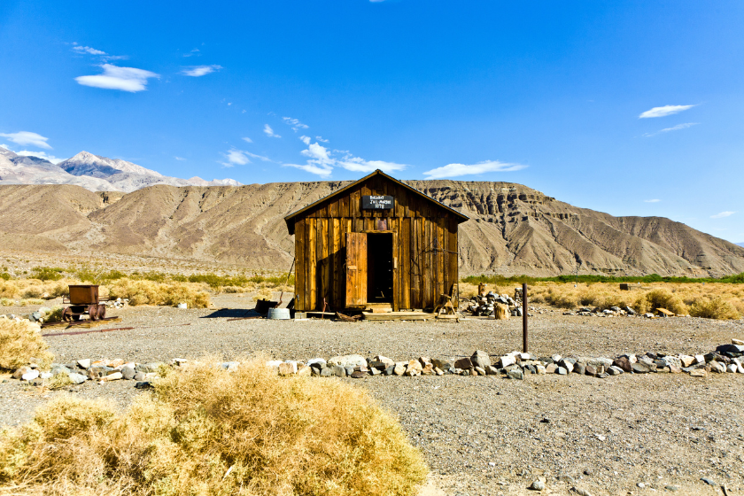 Jailhouse of Ballarat, a ghost town in Inyo County, California that was founded in 1896 as a supply point for the mines in the canyons of the Panamint Range