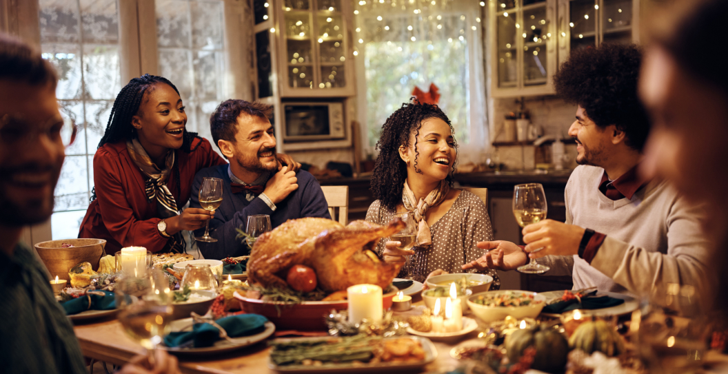 Family eating Thanksgiving dinner