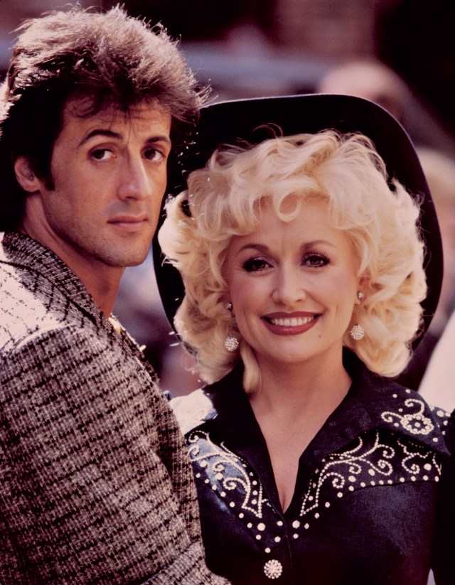 Sylvester Stallone and Dolly Parton co-star in the film 'Rhinestone',