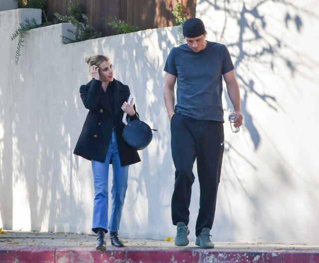 Emma Roberts and Garrett Hedlund are seen on January 12, 2020 in Los Angeles, California.