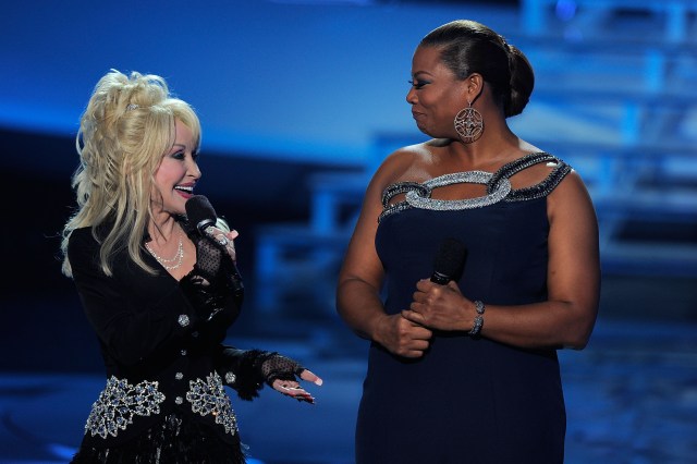 NEW YORK, NY - DECEMBER 18: Dolly Parton and Queen Latifah onstage during VH1 Divas Celebrates Soul at Hammerstein Ballroom on December 18, 2011 in New York City. 