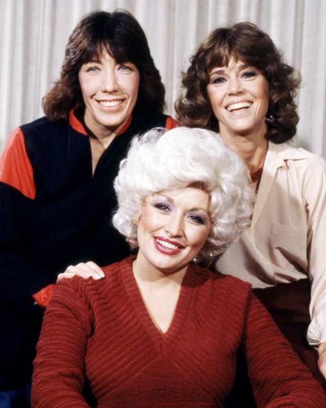 Lily Tomlin, Dolly Parton and Jane Fonda in a publicity still for '9 to 5', directed by Colin Higgins, 1980. 