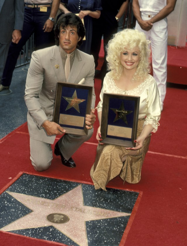 Sylvester Stallone And Dolly Parton at the Walk of Fame in Hollywood, California