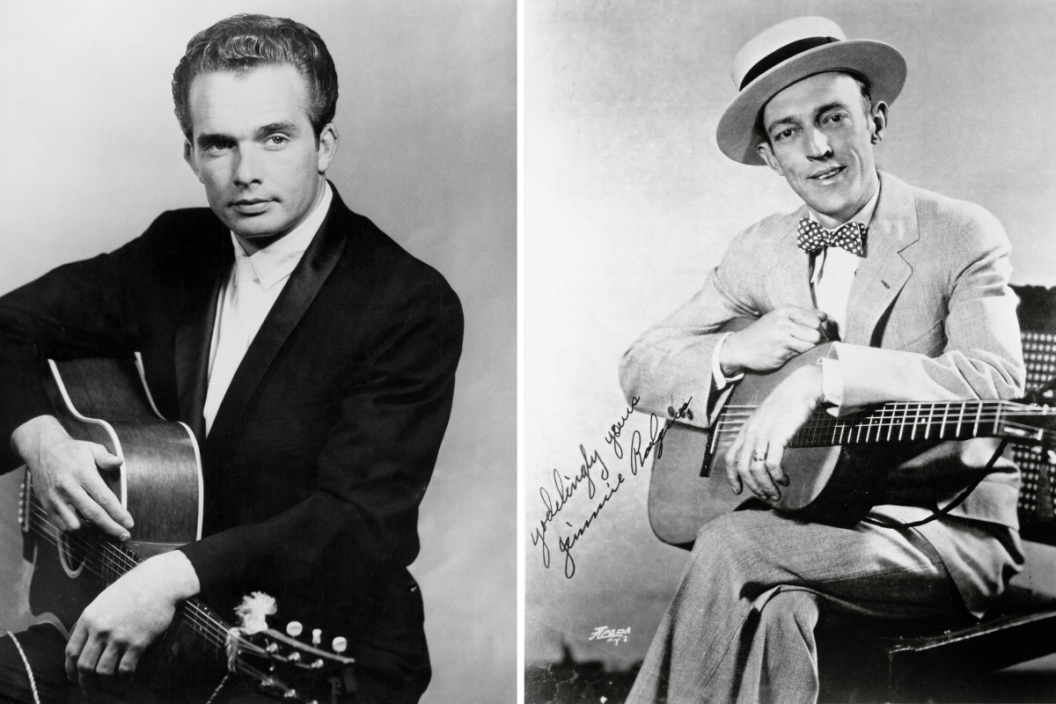 Press photos of Merle Haggard and country music pioneer Jimmie Rodgers