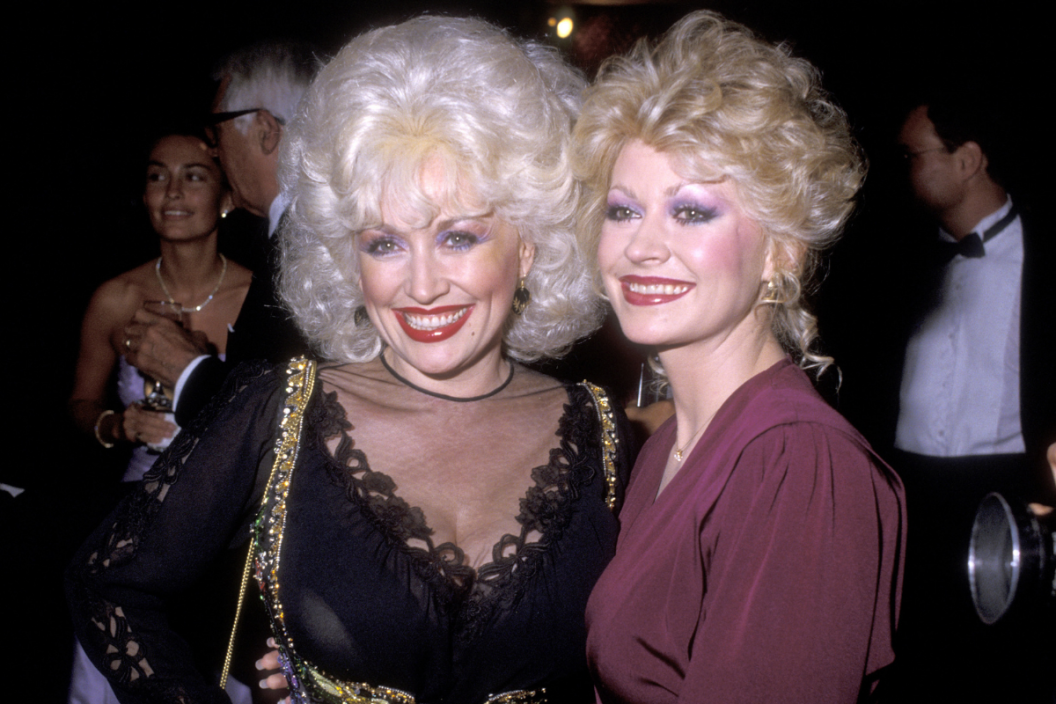 Musician Dolly Parton and sister Actress Rachel Dennison attend the 1983 Carousel of Hope Ball to Benefit the Barbara Davis Center for Childhood Diabetes on October 8, 1983 at Currigan Hall in Denver, Colorado. (Photo by Ron Galella/Ron Galella Collection via Getty Images)