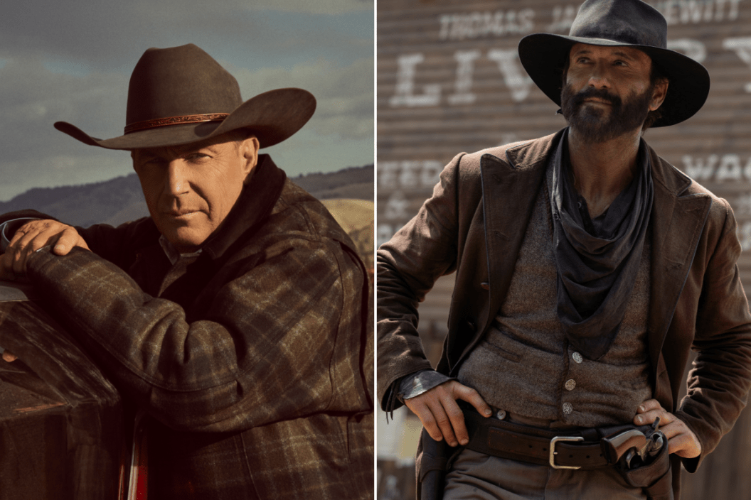 Kevin Costner as John Dutton in 'Yellowstone' / Tim McGraw as James Dutton in '1883'
