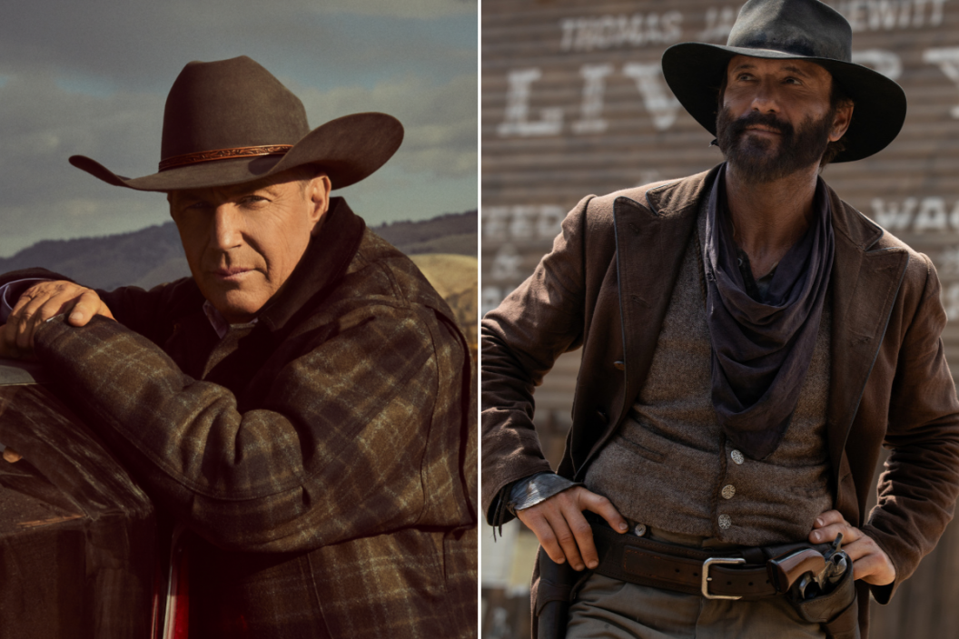Kevin Costner as John Dutton in 'Yellowstone' / Tim McGraw as James Dutton in '1883'