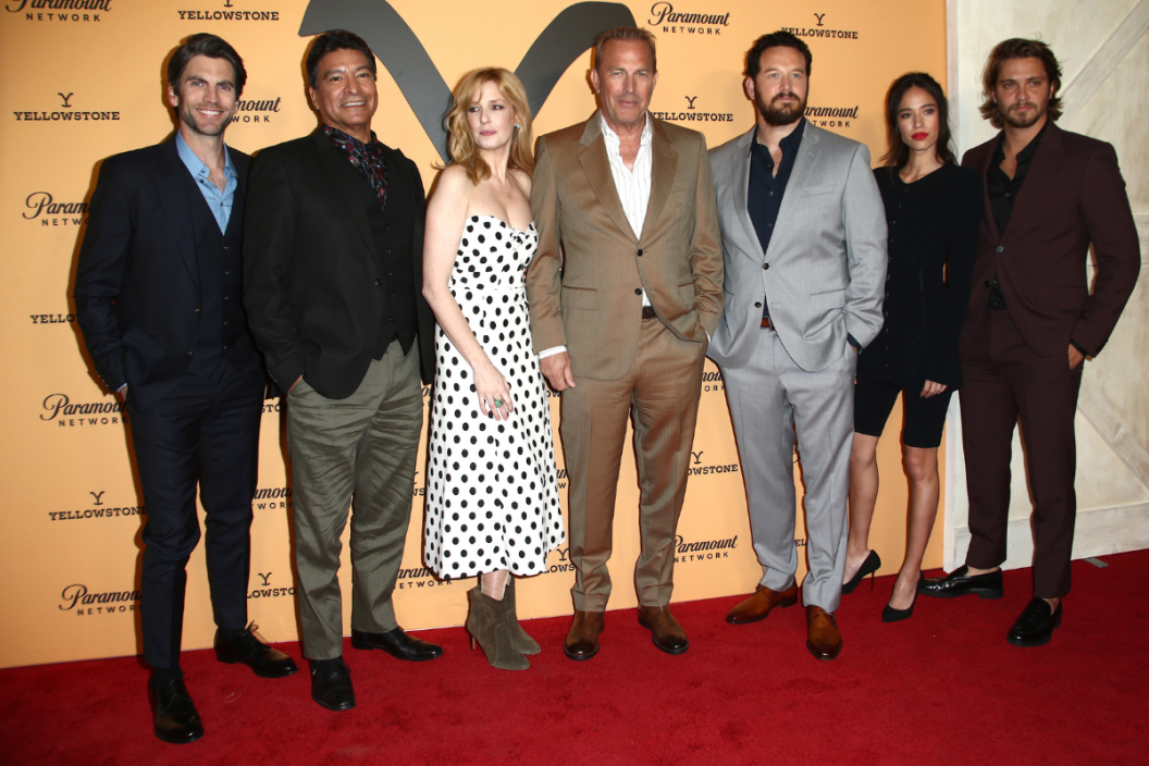 Wes Bentley, Gil Birmingham, Kelly Reilly, Kevin Costner, Cole Hauser, Kelsey Asbille and Luke Grimes attends the Premiere Party For Paramount Network's "Yellowstone" Season 2