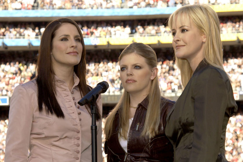 The Dixie Chicks sing the national anthem during Super Bowl XXXVII - Pregame Show at Qualcomm Stadium in San Diego, California, United States. 