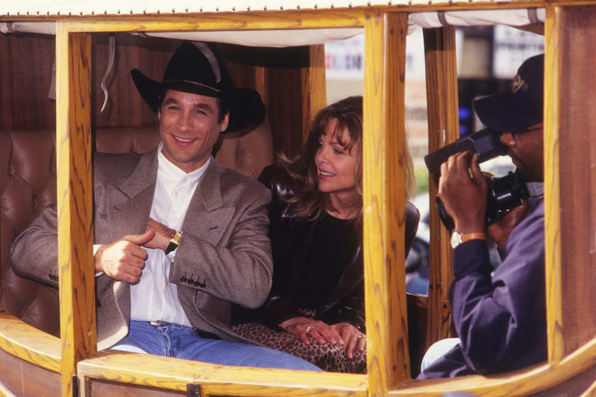 LOS ANGELES, CA - JULY 27: Clint Black receives Hollywood Walk-of-Fame Star at Hollywood Walk-of-Fame with wife Lisa Hartman-Black in Hollywood, California on July 27, 1996. 
