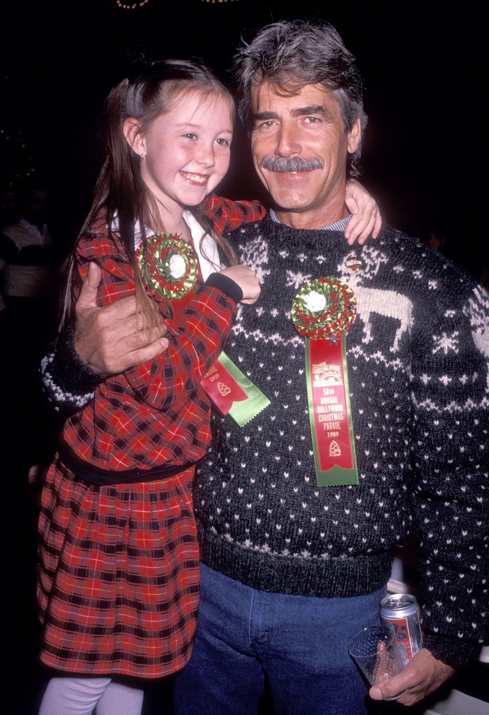HOLLYWOOD - NOVEMBER 27:   Actress Rebecca Harrell and actor Sam Elliott attend the 58th Annual Hollywood Christmas Parade on November 27, 1989 at KTLA Studios in Hollywood, California. (Photo by Ron Galella, Ltd./Ron Galella Collection via Getty Images)
