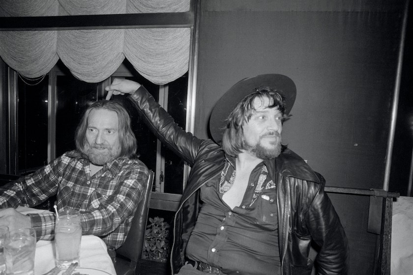 Country-western singer stars Willie Nelson (left) and Waylon Jennings celebrate at a party at the Rainbow Room in honor of their new album, "Waylon and Willie."