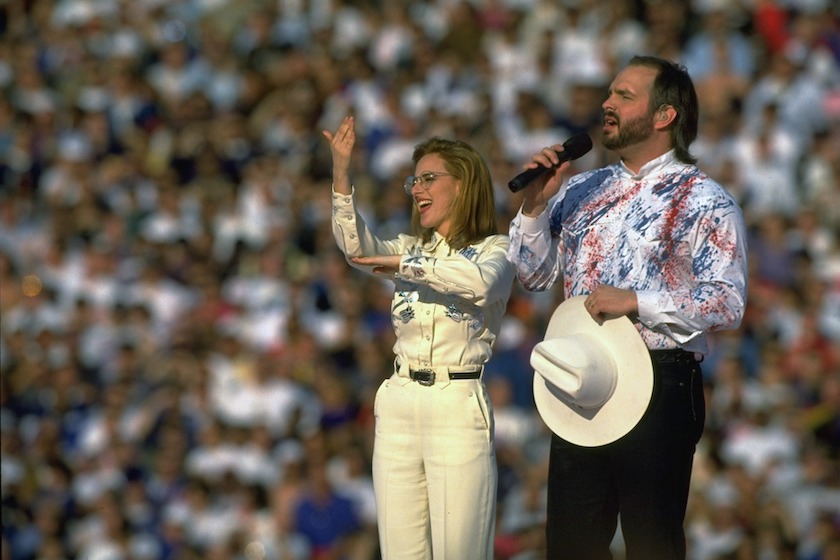 Garth Brooks performs at the Super Bowl, 1993.