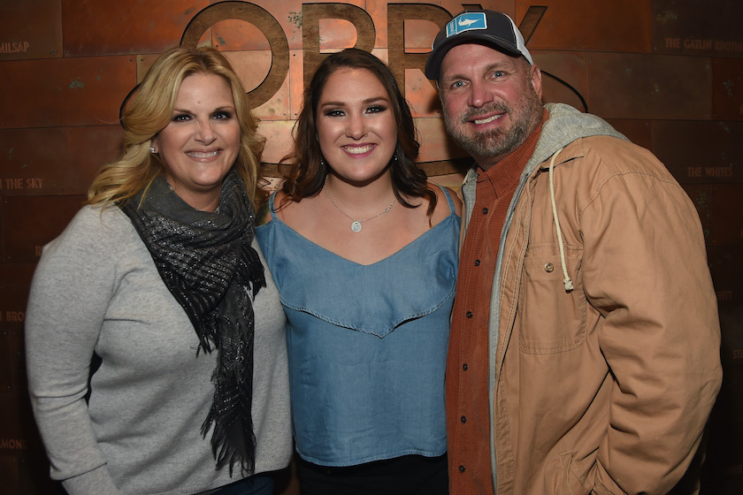 Trisha Yearwood, Allie Colleen Brooks and Garth Brooks at Dr. Ralph Stanley Forever: A Special Tribute Concert at Grand Ole Opry House on October 19, 2017 in Nashville.