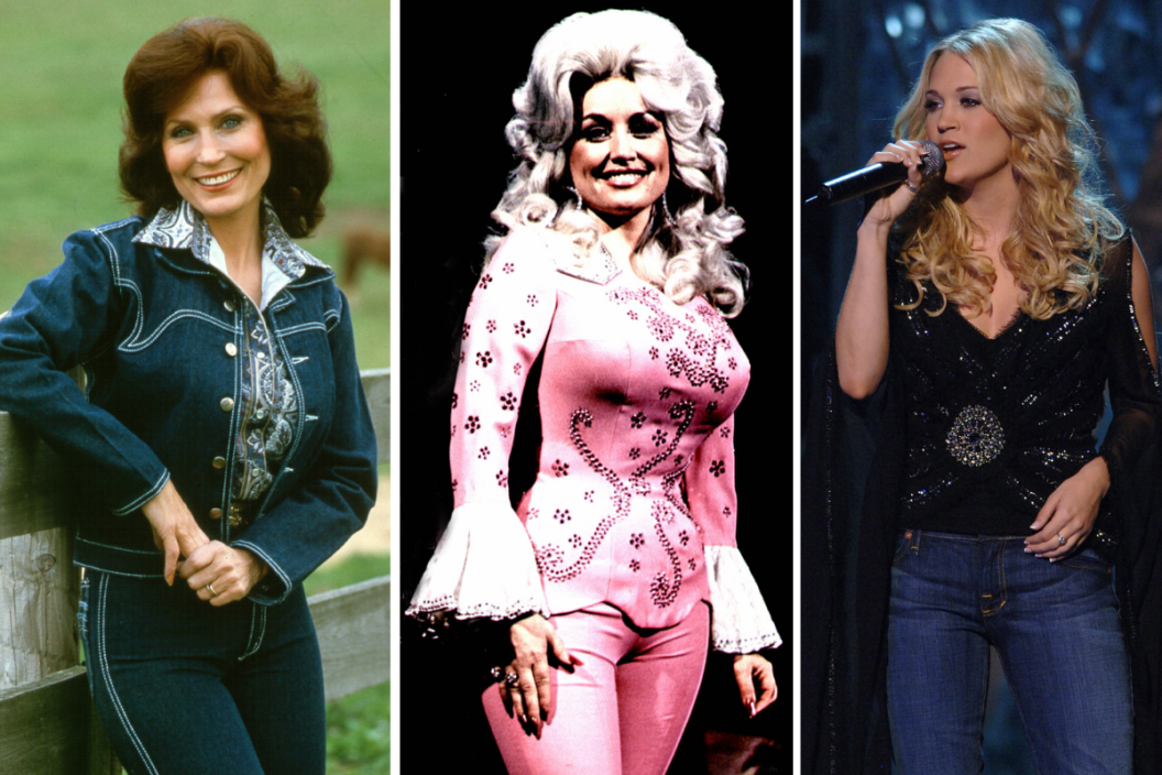 Past ACM Entertainer of the Year winners Loretta Lynn, Dolly Parton and Carrie Underwood.