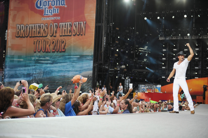 Tim McGraw onstage during his Brothers of the Sun Tour in 2012