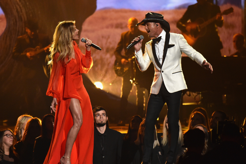 Faith Hill and Tim McGraw perform onstage at the 51st annual CMA Awards