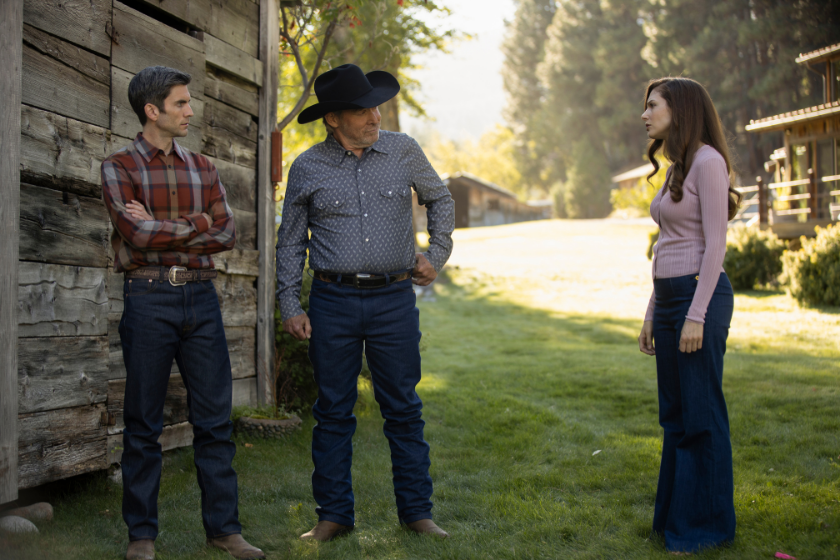 Wes Bentley as Jamie Dutton, Will Patton as Garrett Randall and Katherine Cunningham as Christina on 'Yellowstone'