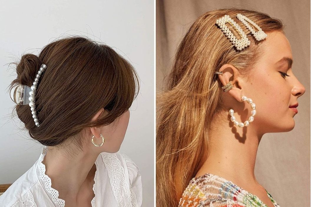 hair clips with pearls