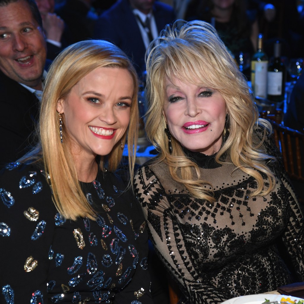  Reese Witherspoon (L) and Dolly Parton attend MusiCares Person of the Year honoring Dolly Parton at Los Angeles Convention Center on February 8, 2019 in Los Angeles, California. 
