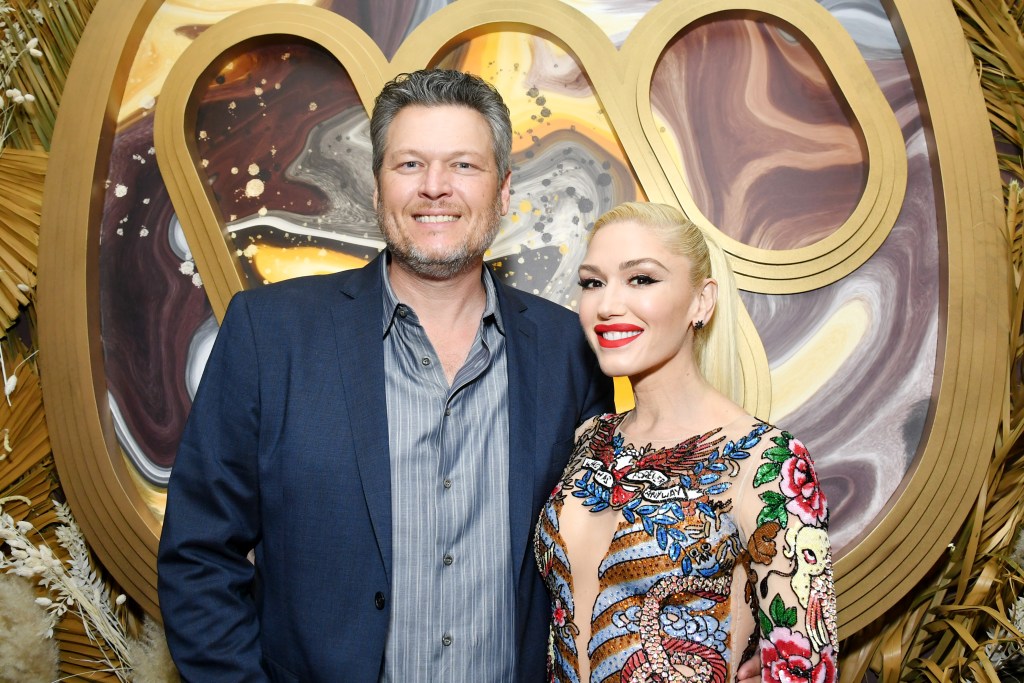 Blake Shelton and Gwen Stefani attend the Warner Music Group Pre-Grammy Party at Hollywood Athletic Club on January 23, 2020 in Hollywood, California.