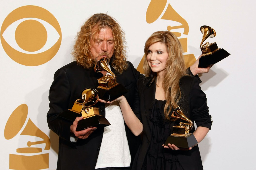 Musicians Robert Plant and Alison Krauss pose in the press room at the 51st Annual GRAMMY Awards held at the Staples Center on February 8, 2009 in Los Angeles.