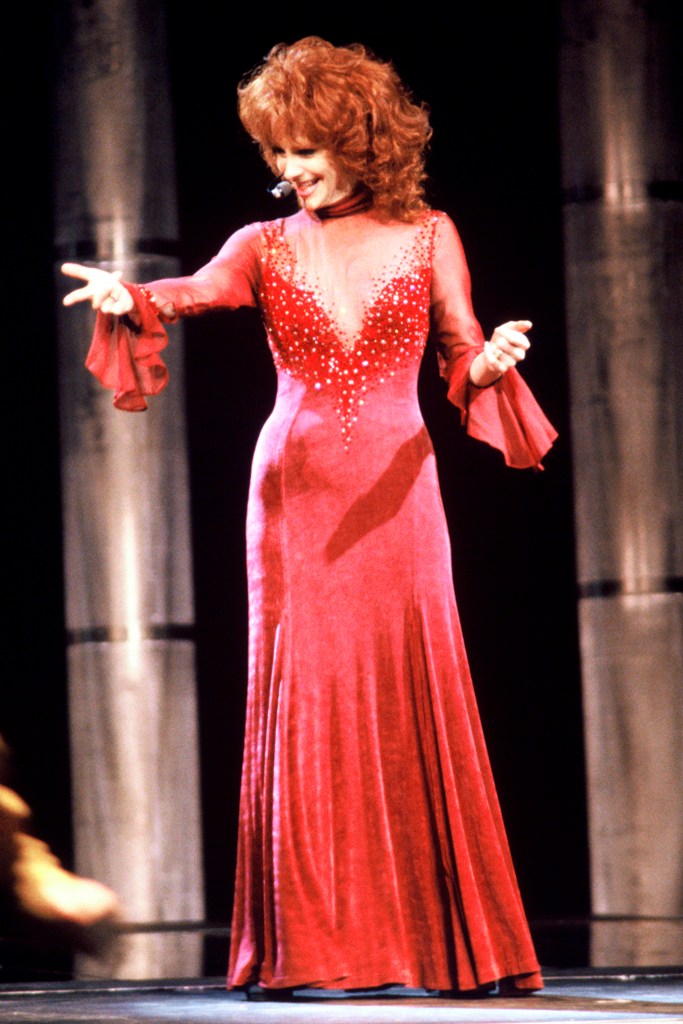 Reba McEntire performs at the H.P. Pavilion on November 23, 1994 in San Jose, California.