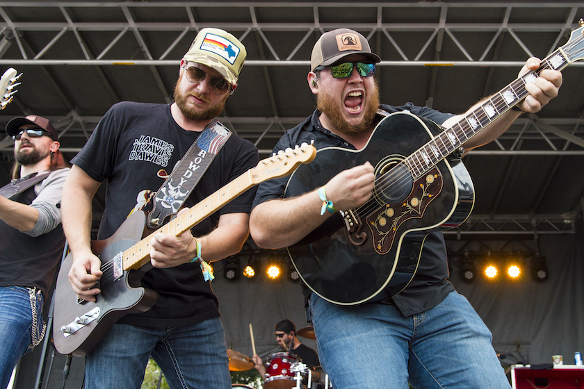 AUSTIN, TX - OCTOBER 07: Luke Combs (R) performs during Austin City Limits Festival at Zilker Park on October 7, 2017 in Austin, Texas.