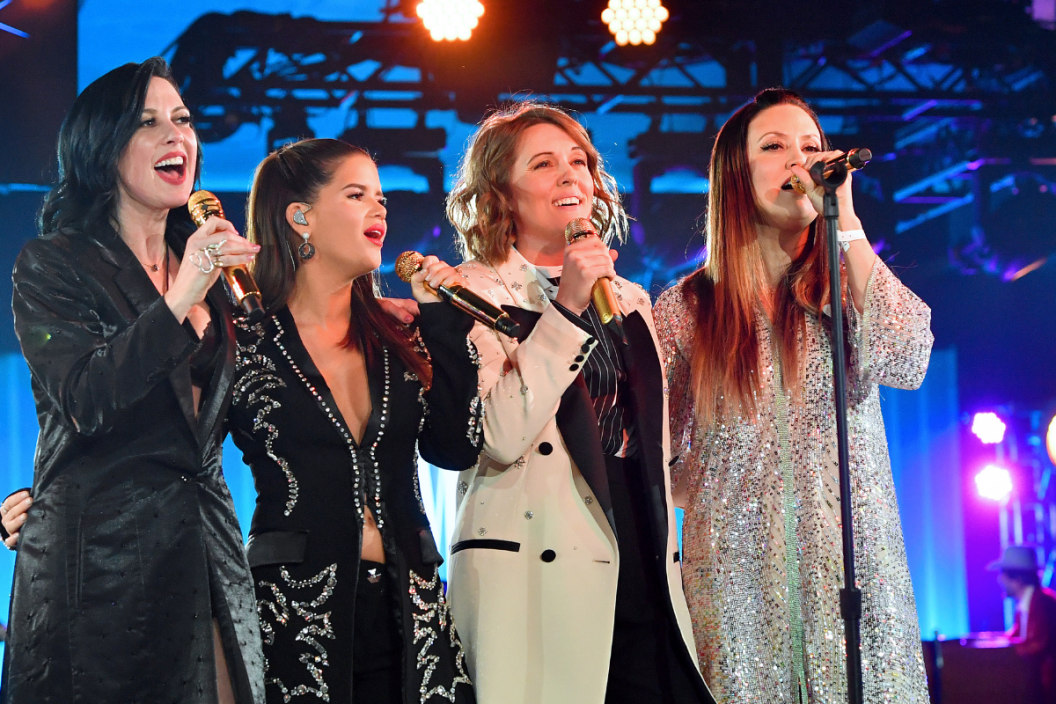 (L-R) Amanda Shires, Maren Morris, Brandi Carlile and Natalie Hemby of The Highwomen perform onstage as BMI presents Dwight Yoakam with President's Award at 67th Annual Country Awards Dinner at BMI on November 12, 2019 in Nashville, Tennessee. (Photo by Erika Goldring /Getty Images)
