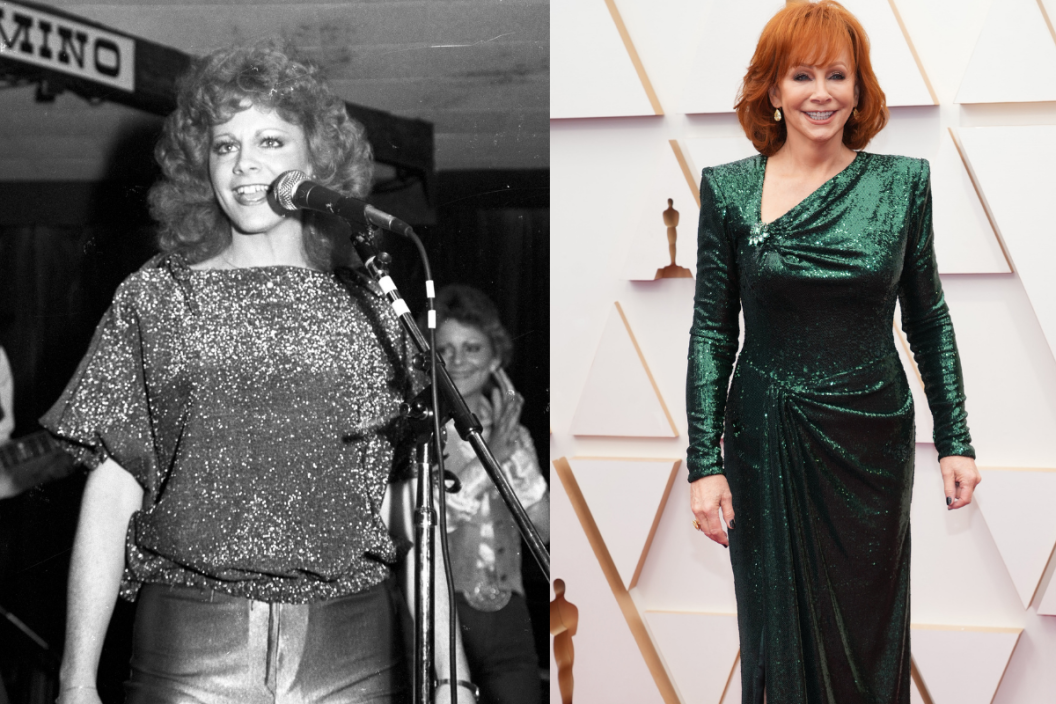 Reba McEntire circa 1970s/ Reba McEntire attends 2022 Academy Awards