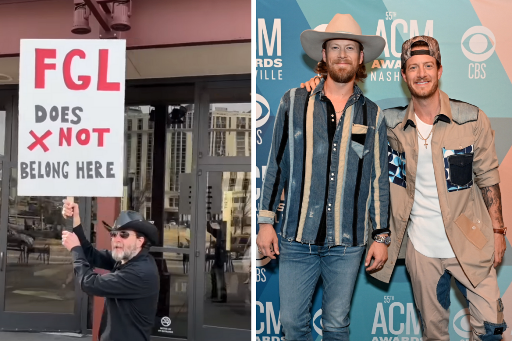 A side-by-side of Wheeler Walker Jr. and the act he was protesting, Florida Georgia Line