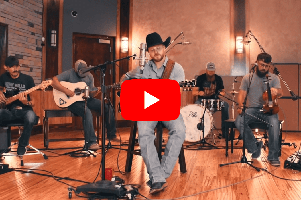 Cody Johnson and his band perform "Travelin' Soldier" in this YouTube screengrab.