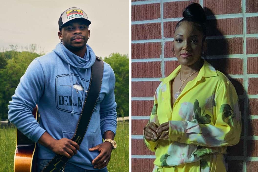 'For Love & Country' stills of Jimmie Allen and Mickey Guyton.