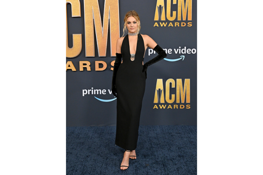 acm black dress Gabby Barrett At ACM Awards 2023 Slays In Black Velvet Dress & Cape Hollywood Life