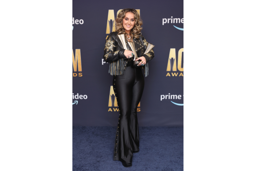 Lainey Wilson, winner of Song of the Year and New Female Artist of the Year, poses in the press room during the 57th Academy of Country Music Awards