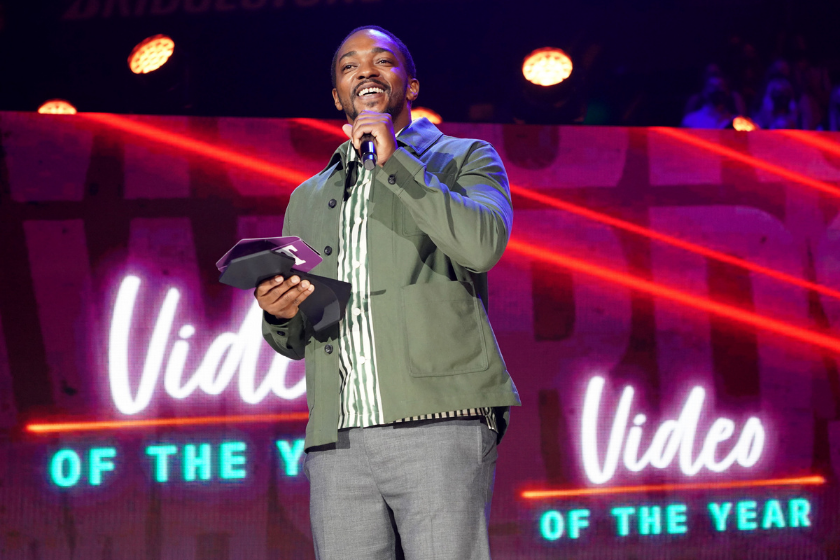 Anthony Mackie speaks onstage for the 2021 CMT Music Awards at Bridgestone Arena 